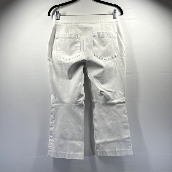 Spanx Women's Pants Size Medium White Boot Cut Pull On Slimming Stretch Cropped - Picture 2 of 6
